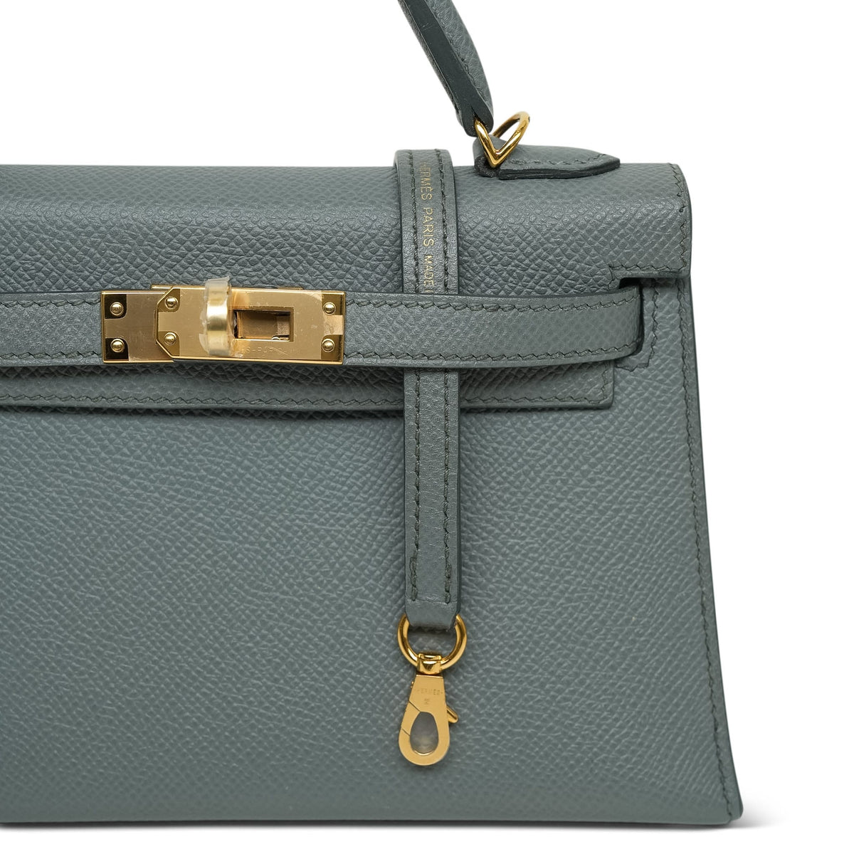 Mini Kelly Sellier Vert Amande Veau Epsom Gold Plated Y Stamp
