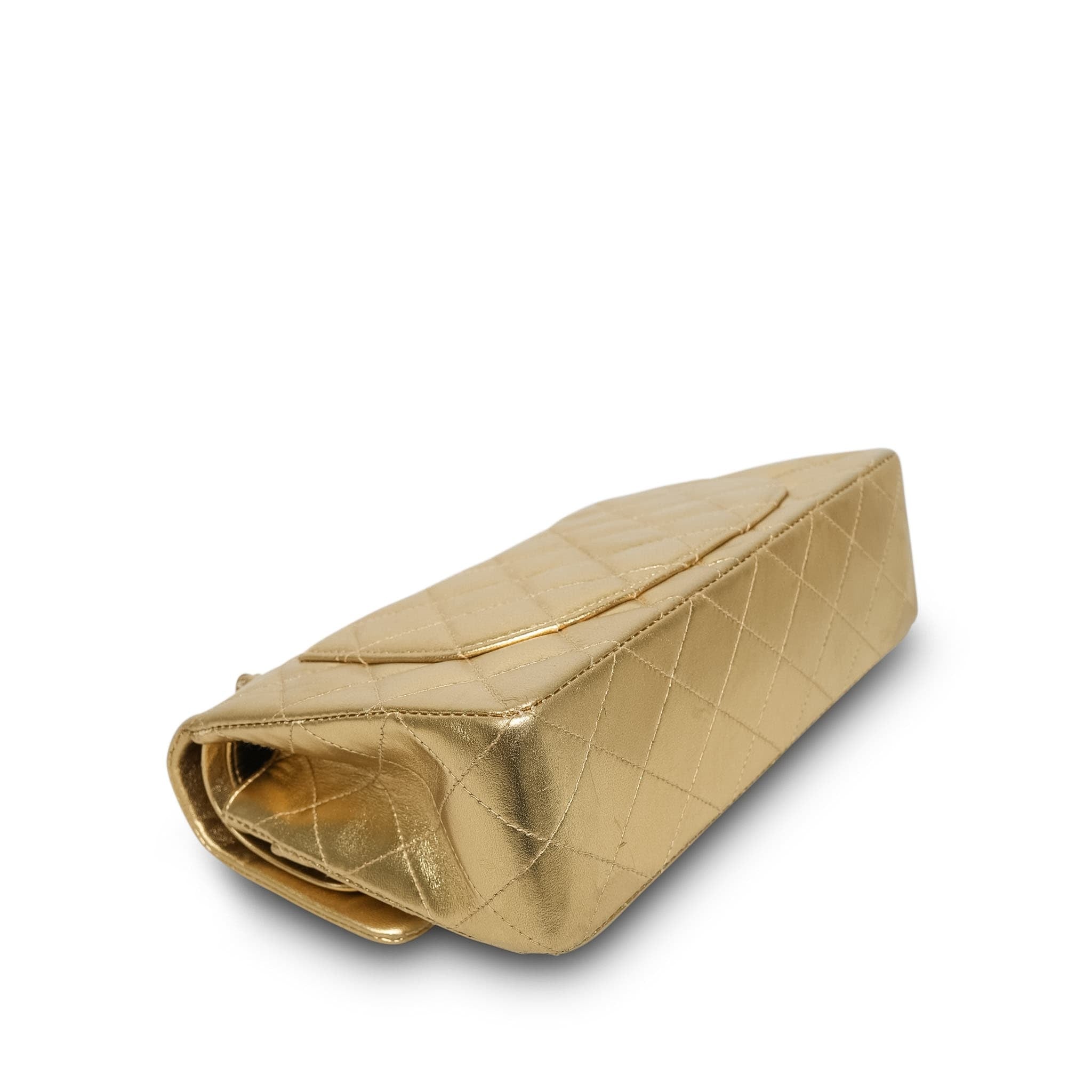 Product image 15 of 32: Gold Metallic Lambskin Quilted Classic Flap Small Aged Gold Hardware