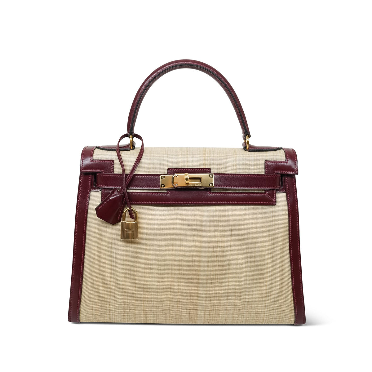 Kelly 28 Rouge H Box Calfskin/Crinoline Gold Plated J Circle Stamp