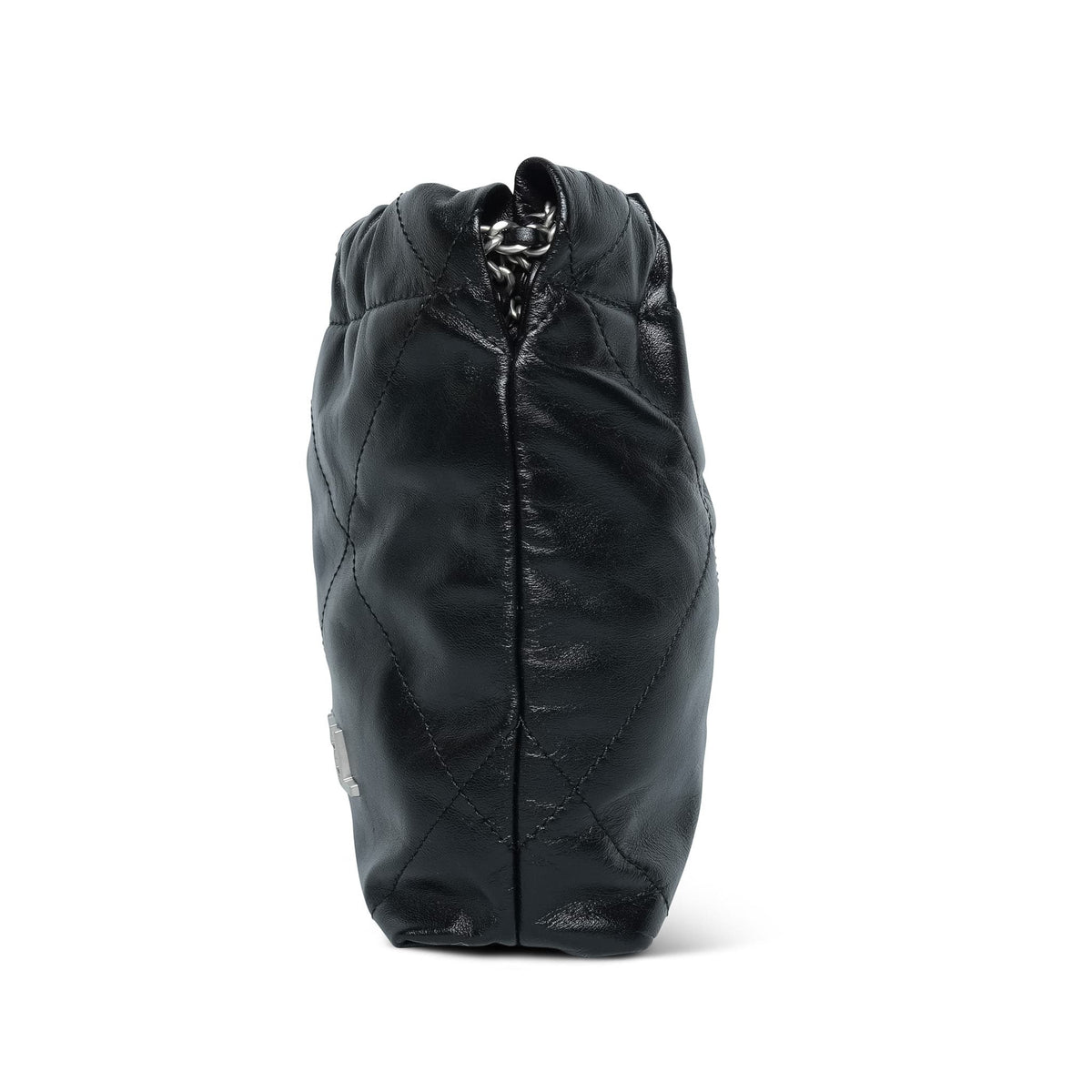 Black Calfskin Quilted Mini 22 Hobo Bag Aged Silver Hardware