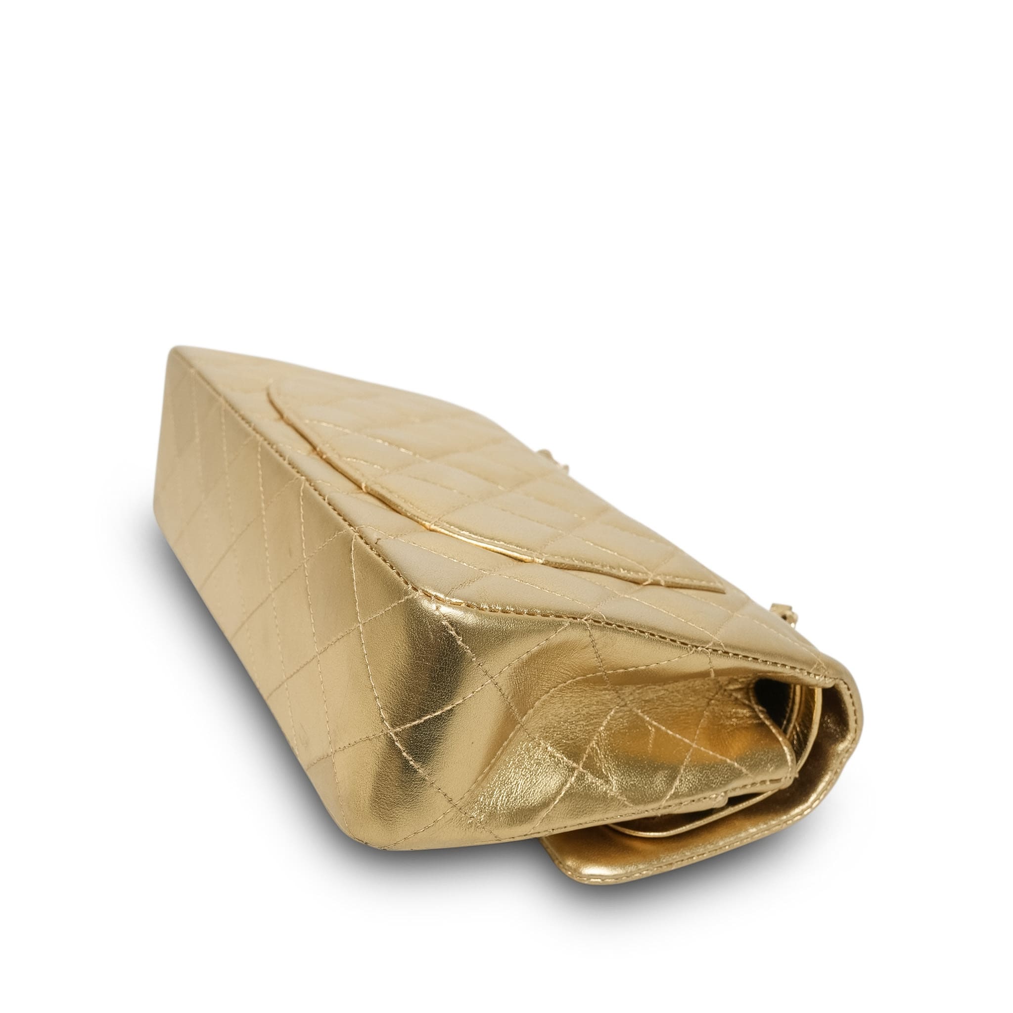 Product image 16 of 32: Gold Metallic Lambskin Quilted Classic Flap Small Aged Gold Hardware