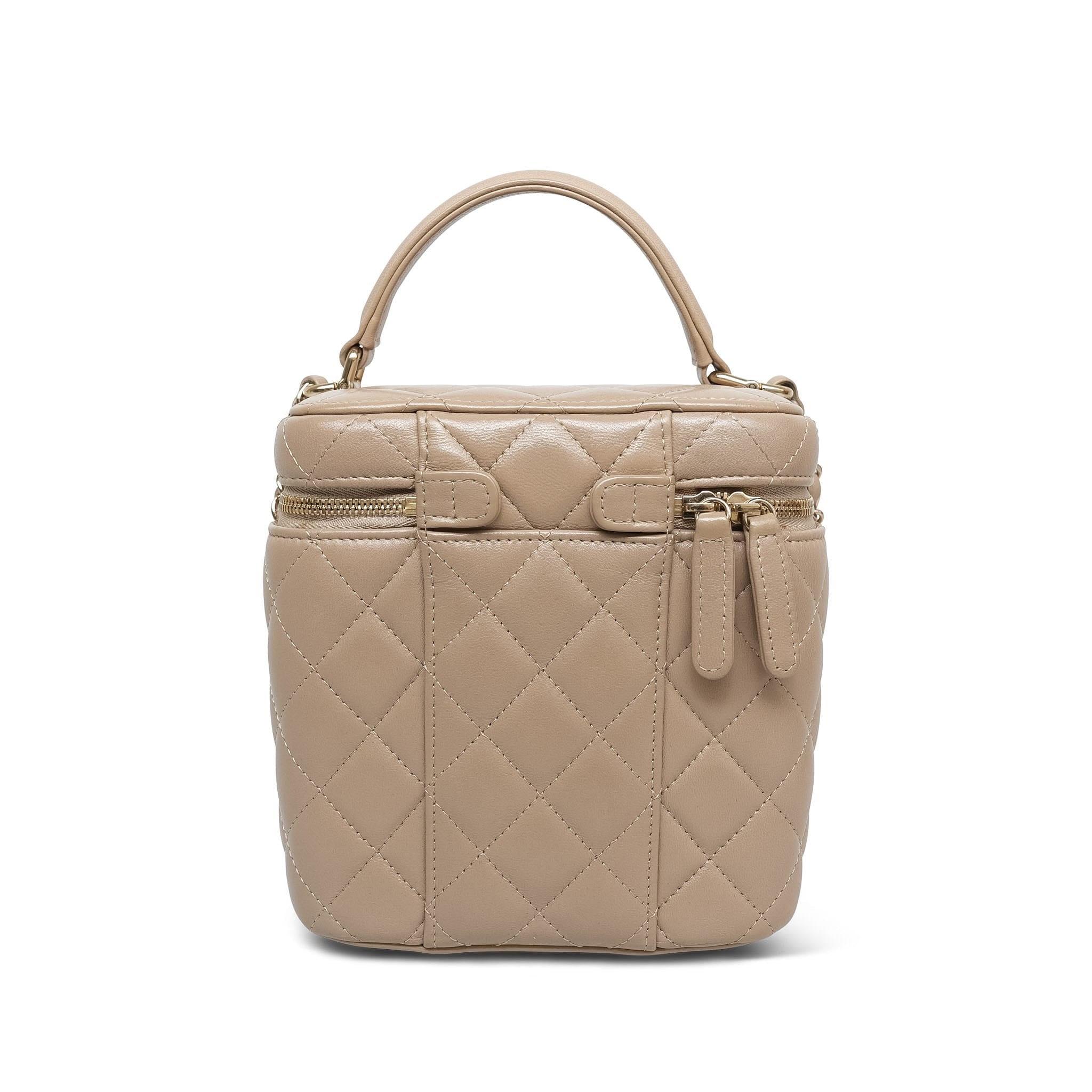 Product image 5 of 28: Beige Lambskin Quilted Top Handle Vanity Case LGHW