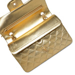 Product image 29 of 32: Gold Metallic Lambskin Quilted Classic Flap Small Aged Gold Hardware