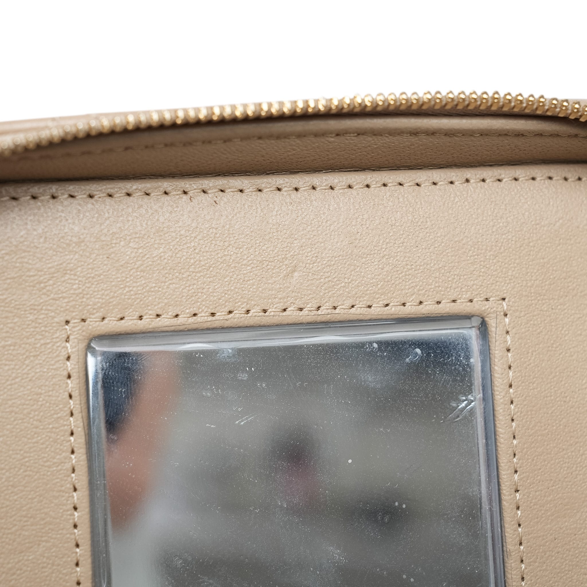 Product image 17 of 28: Beige Lambskin Quilted Top Handle Vanity Case LGHW