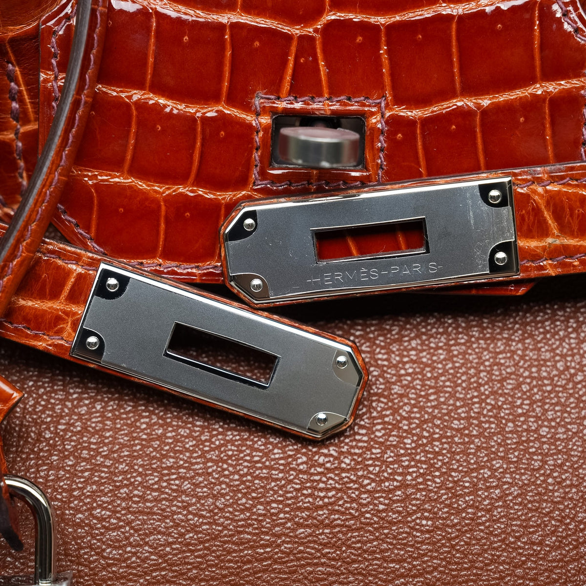 Birkin 30 Touch Miel Chevre/Crocodile Niloticus Palladium Plated D Stamp