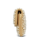 Product image 7 of 15: 15C Metallic Gold Lambskin Pearl Embellished Slim Flap Bag AGHW