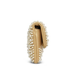 Product image 4 of 15: 15C Metallic Gold Lambskin Pearl Embellished Slim Flap Bag AGHW