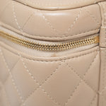 Product image 19 of 28: Beige Lambskin Quilted Top Handle Vanity Case LGHW