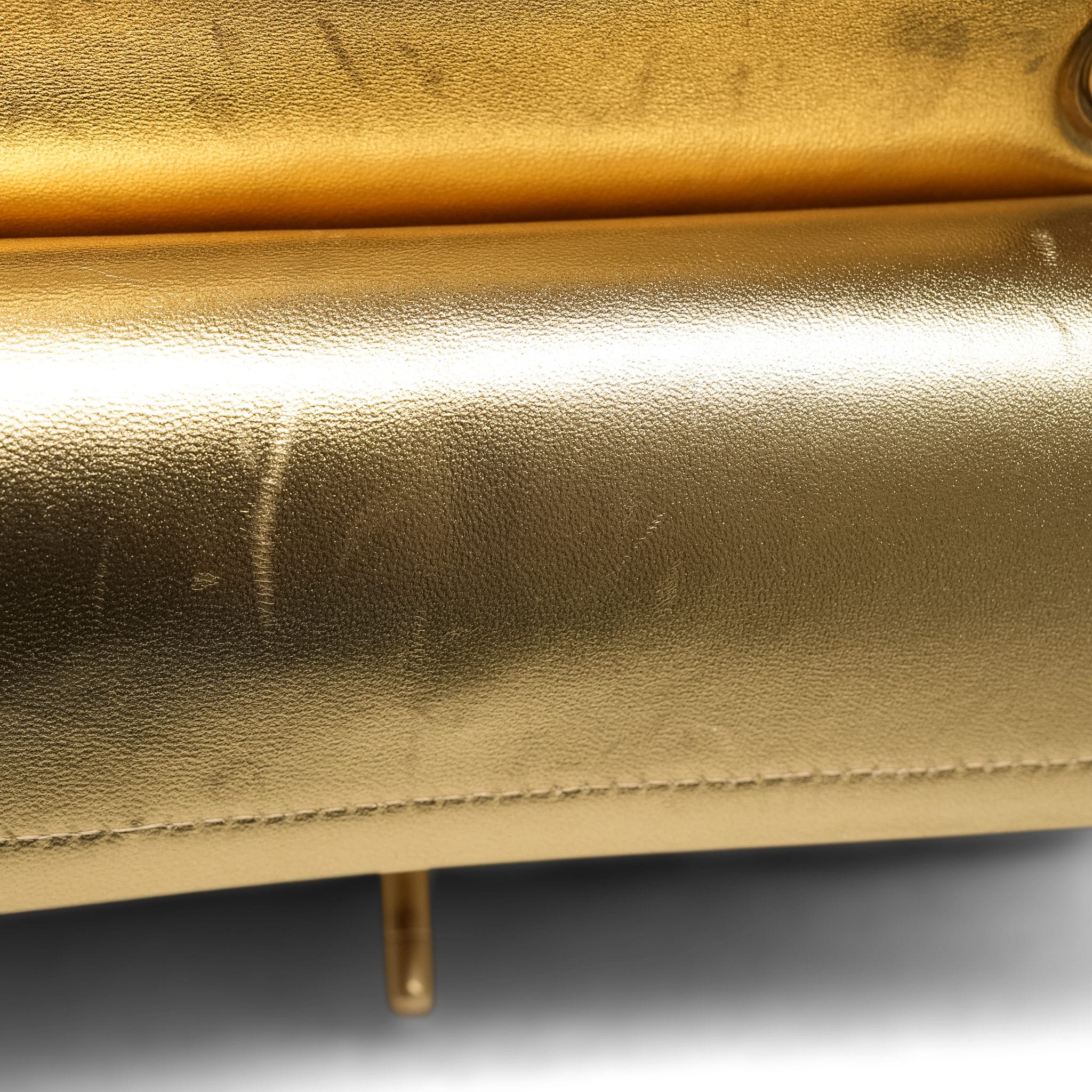 Product image 25 of 32: Gold Metallic Lambskin Quilted Classic Flap Small Aged Gold Hardware