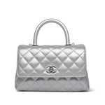 Product image 2 of 14: Silver Metallic Caviar Quilted Coco Handle Small Silver Hardware
