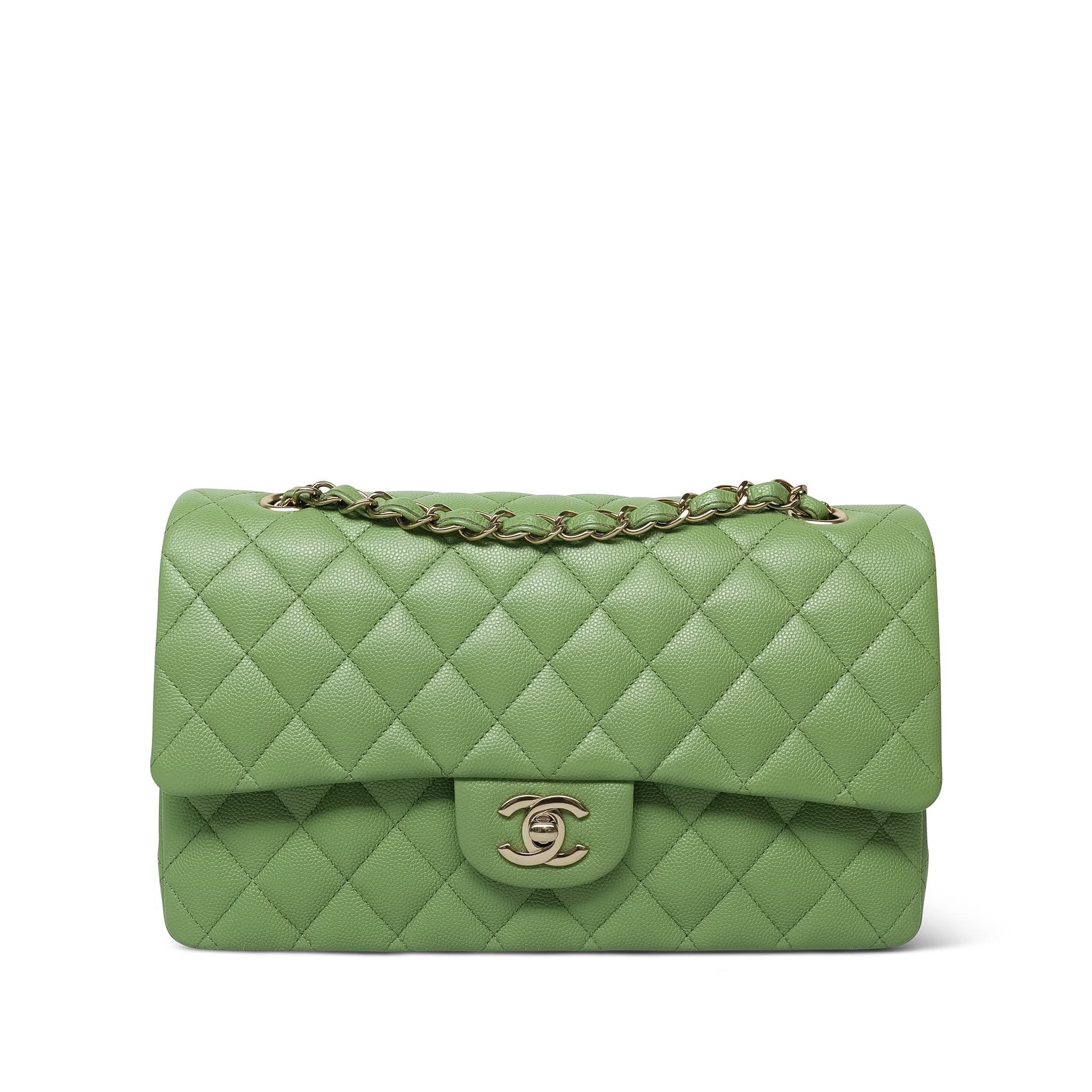 Product image 2 of 16: Pistachio Green Caviar Quilted Classic Flap Medium LGHW