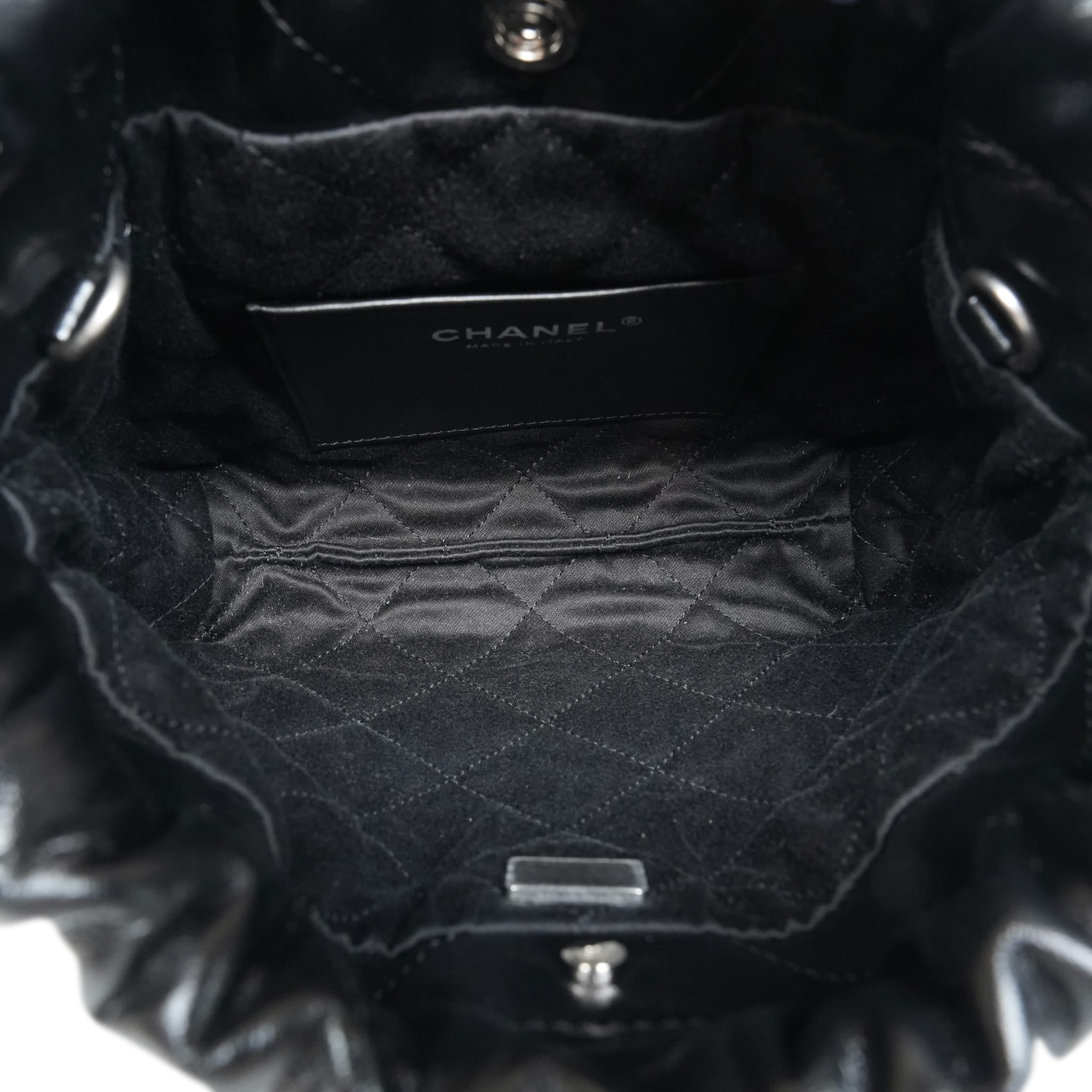 Product image 11 of 12: Black Calfskin Quilted Mini 22 Hobo Bag Aged Silver Hardware