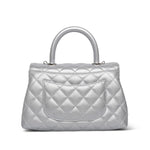 Product image 4 of 14: Silver Metallic Caviar Quilted Coco Handle Small Silver Hardware