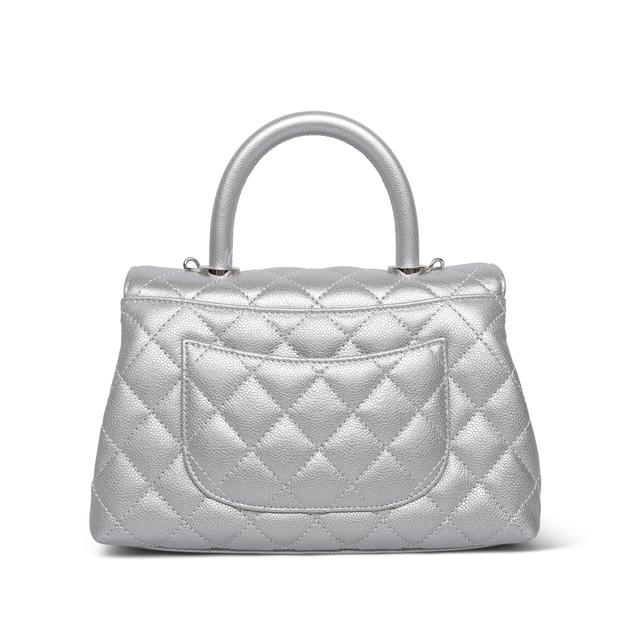Product image 4 of 14: Silver Metallic Caviar Quilted Coco Handle Small Silver Hardware