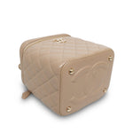Product image 9 of 28: Beige Lambskin Quilted Top Handle Vanity Case LGHW