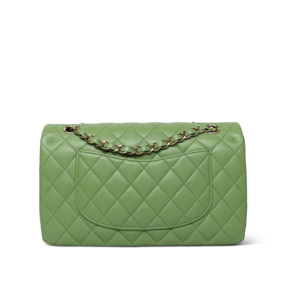 Pistachio Green Caviar Quilted Classic Flap Medium LGHW