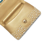 Product image 13 of 15: 15C Metallic Gold Lambskin Pearl Embellished Slim Flap Bag AGHW