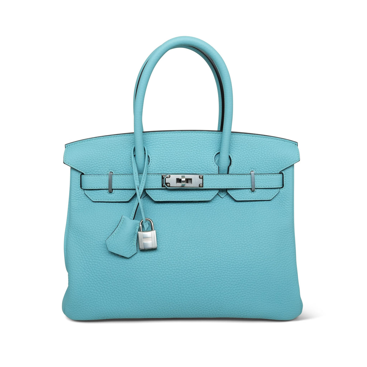 Birkin 30 Bleu Atoll Veau Clemence Palladium Plated X Stamp