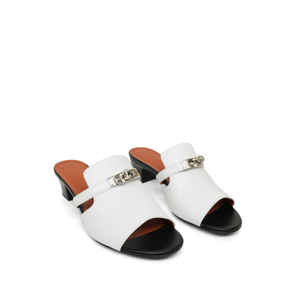 HERMES ホワイトレザー キャンディ サンダル ミュール 36.5 Hermès White Calfskin Candy Sandals Size 37.5 – REDELUXE