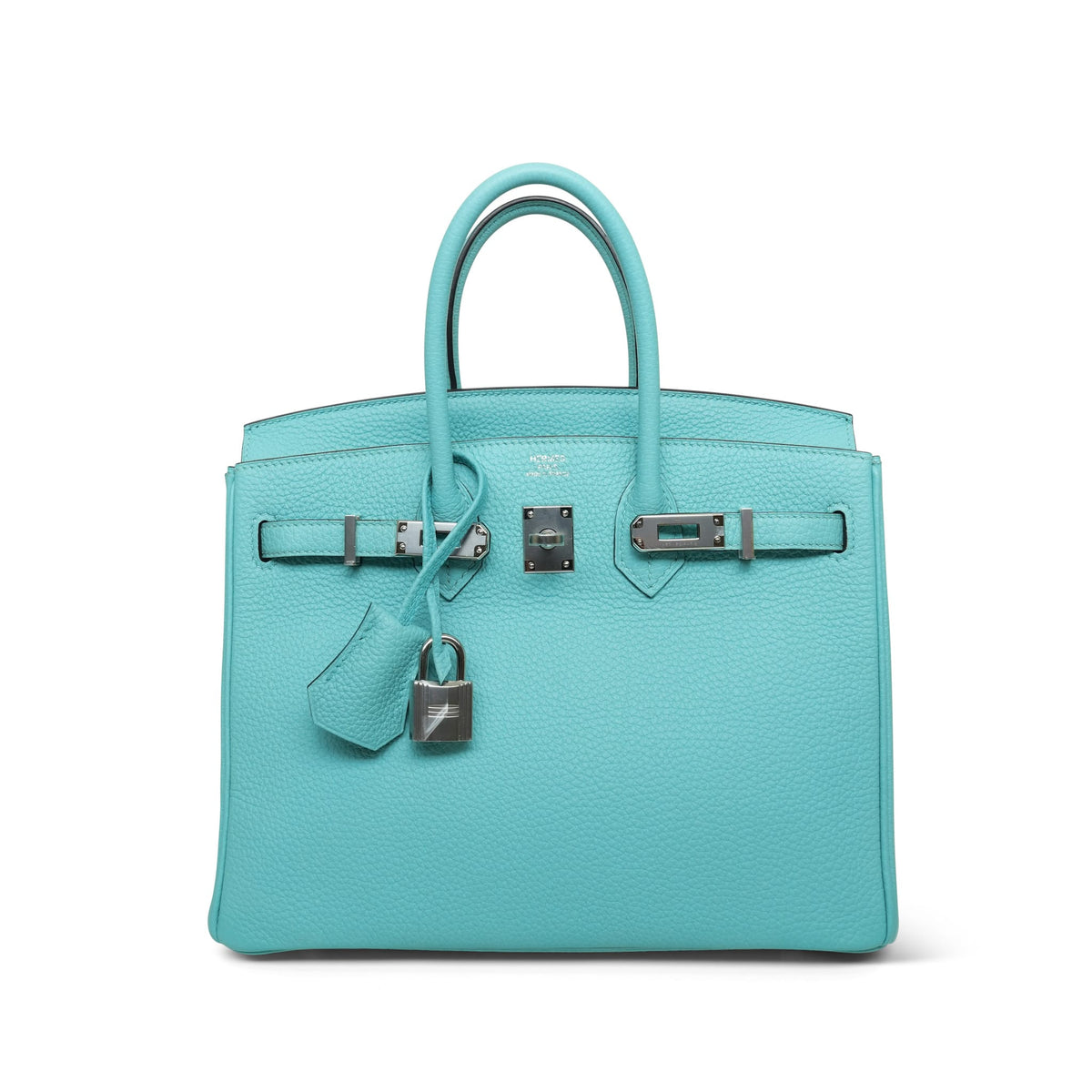 Birkin 25 Bleu Atoll Veau Togo Palladium Plated T Stamp