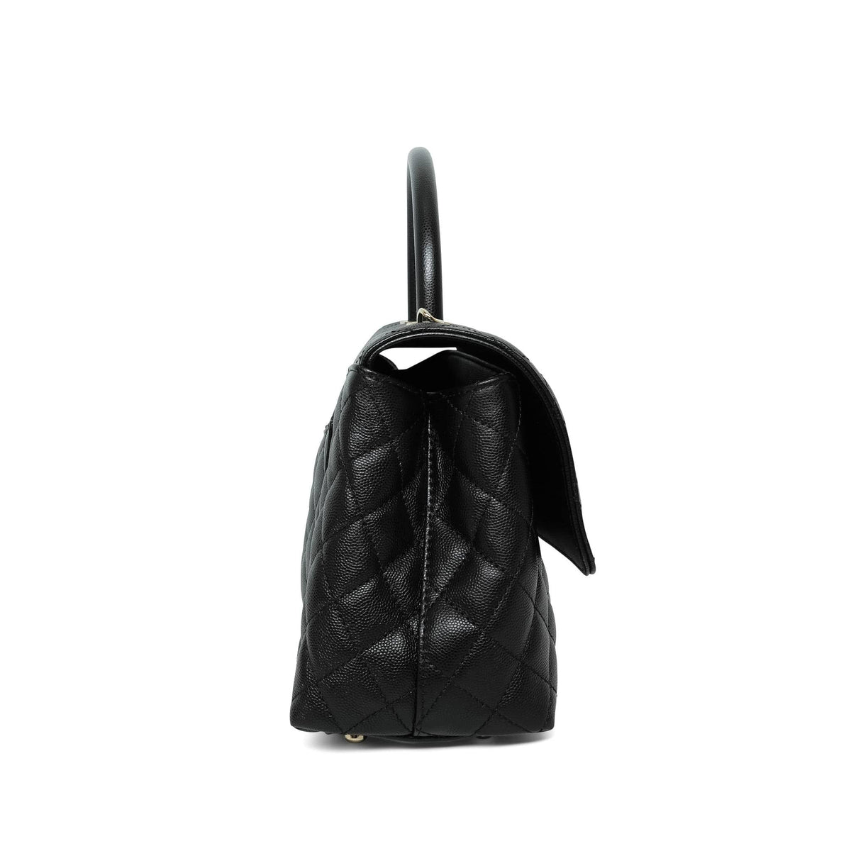 Black Caviar Quilted Coco Handle Medium Light Gold Hardware