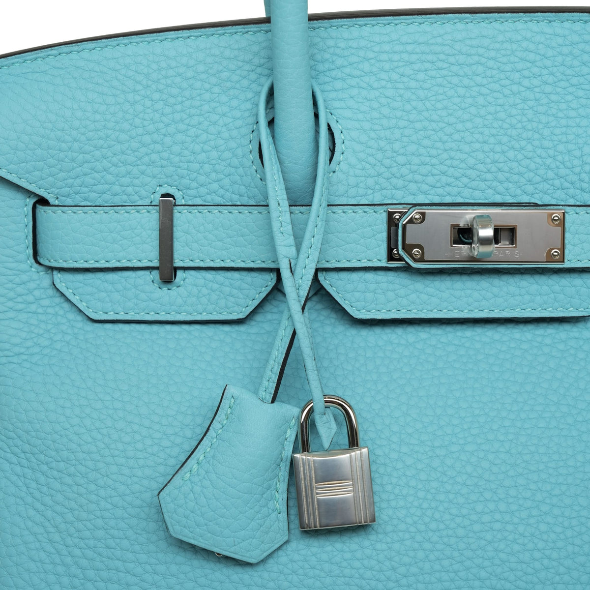 Birkin 30 Bleu Atoll Veau Clemence Palladium Plated X Stamp