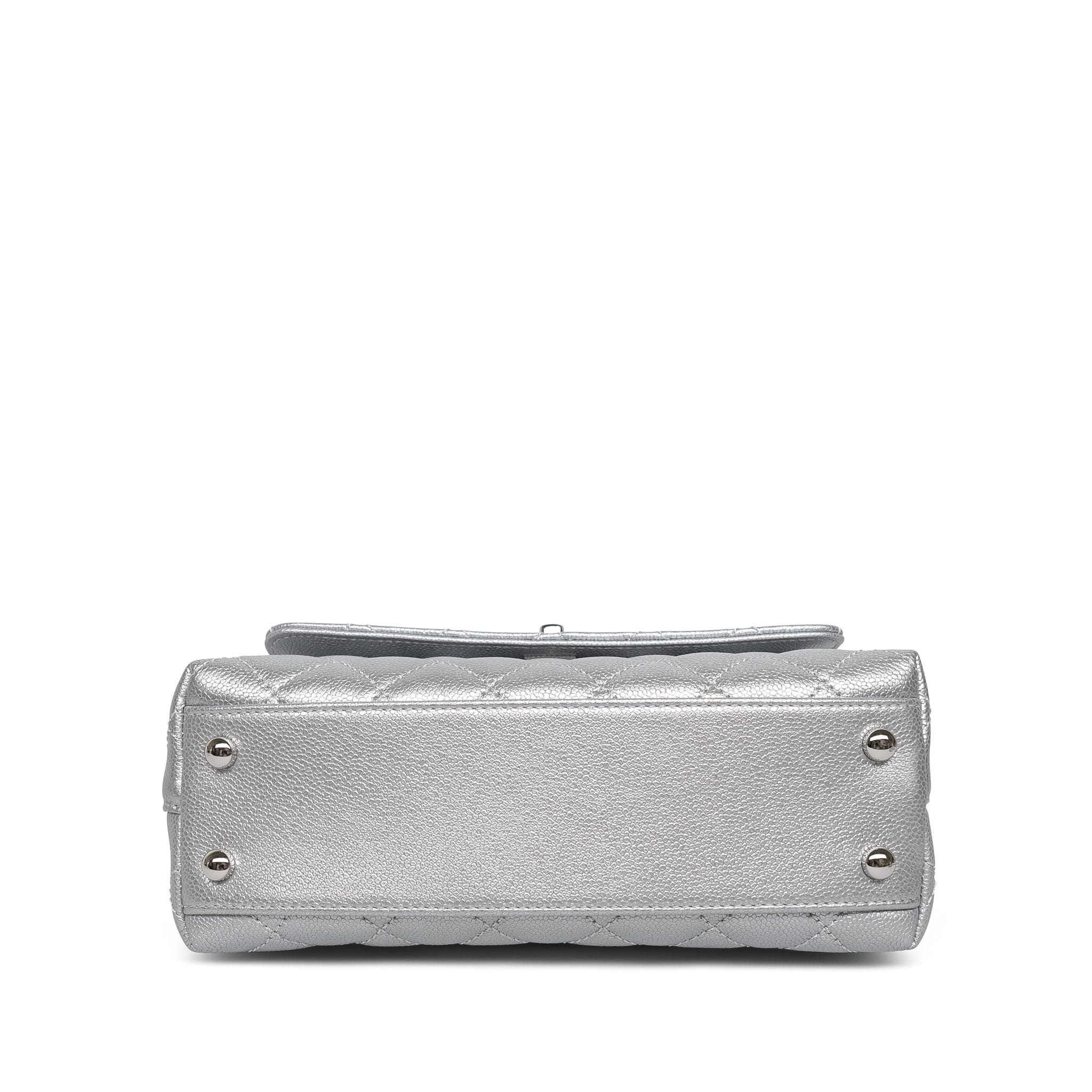 Product image 6 of 14: Silver Metallic Caviar Quilted Coco Handle Small Silver Hardware