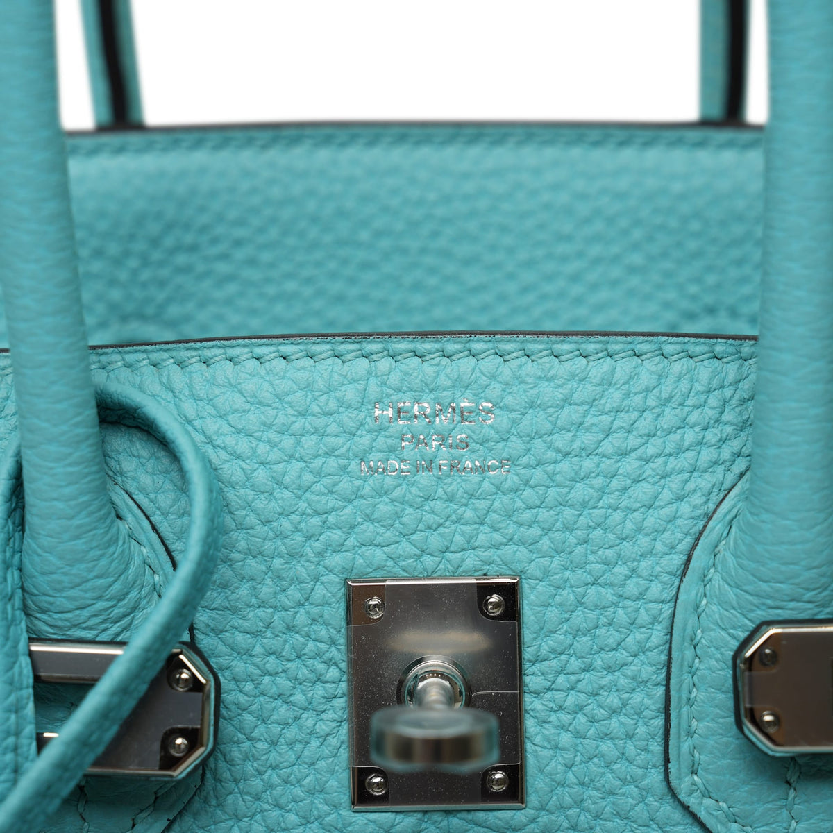 Birkin 25 Bleu Atoll Veau Togo Palladium Plated T Stamp