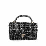 Product image 2 of 17: Black/White/Sequin Tweed Quilted Mini Top Handle Light Gold Hardware