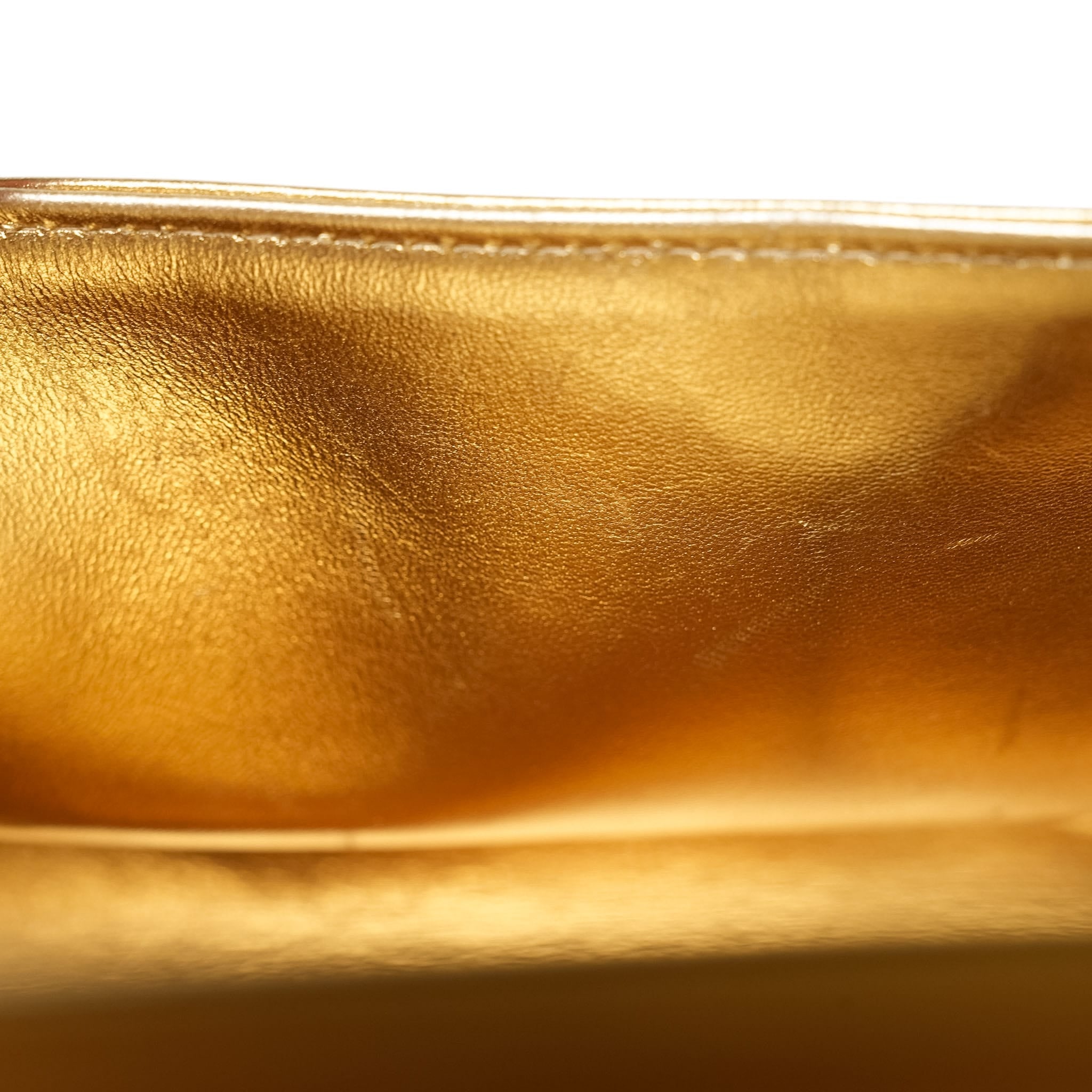Product image 19 of 32: Gold Metallic Lambskin Quilted Classic Flap Small Aged Gold Hardware
