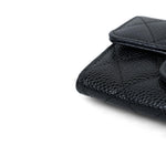 Product image 8 of 12: Black Caviar Quilted Classic Flap Card Holder Silver Hardware