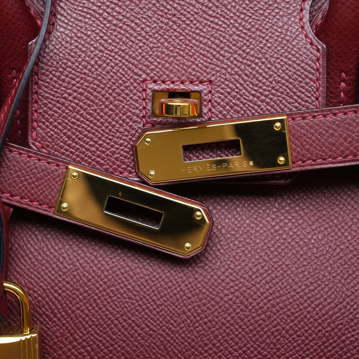 Birkin 30 Rouge H Epsom Gold Plated T Stamp