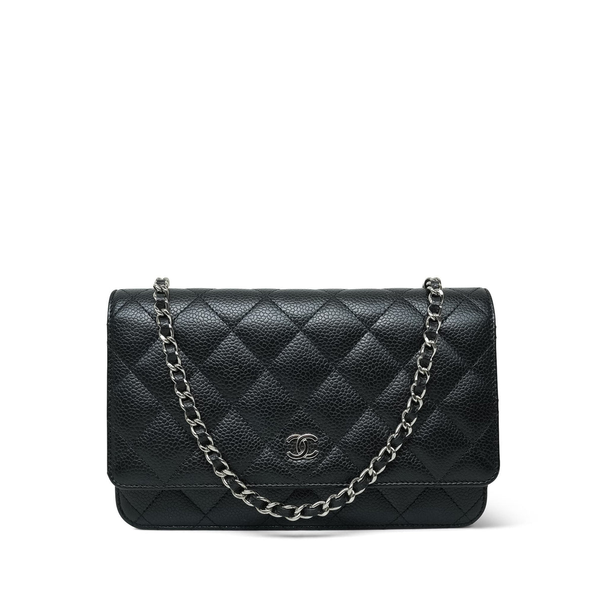 Black Caviar Quilted WOC Wallet on Chain SHW