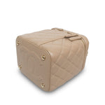 Product image 13 of 28: Beige Lambskin Quilted Top Handle Vanity Case LGHW