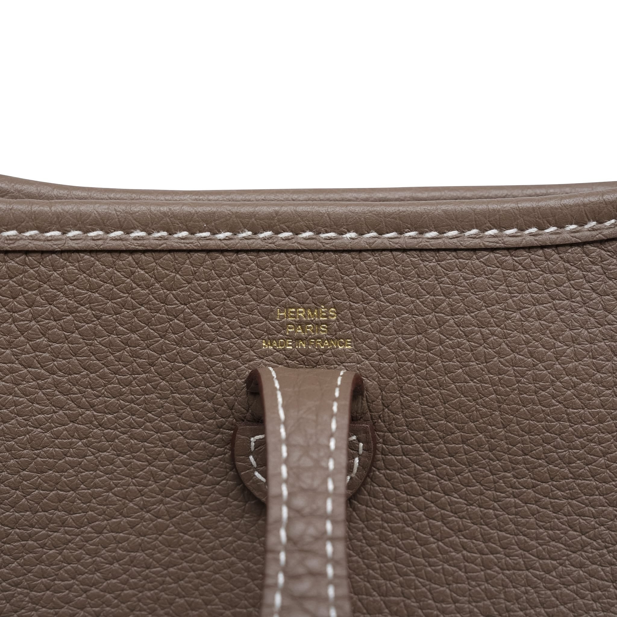 Product image 3 of 16: Evelyne Amazone 16 TPM Etoupe/Bleu Indigo Taurillon Clemence Gold Plated U Stamp