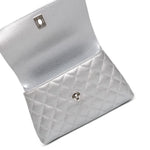 Product image 12 of 14: Silver Metallic Caviar Quilted Coco Handle Small Silver Hardware