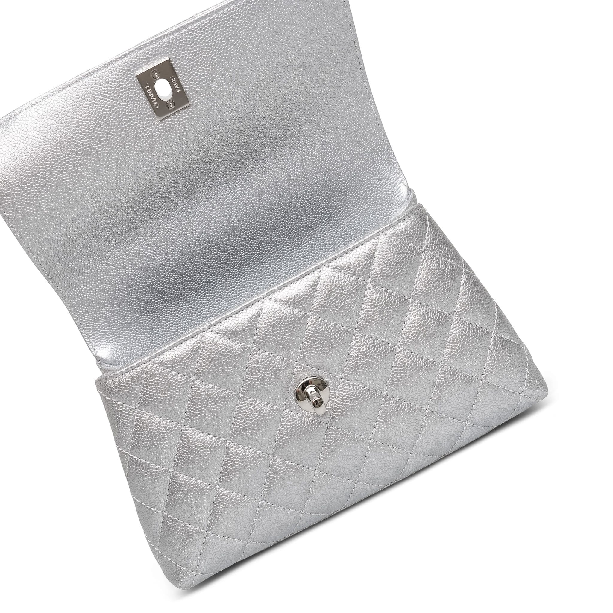 Product image 12 of 14: Silver Metallic Caviar Quilted Coco Handle Small Silver Hardware