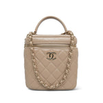 Product image 1 of 28: Beige Lambskin Quilted Top Handle Vanity Case LGHW
