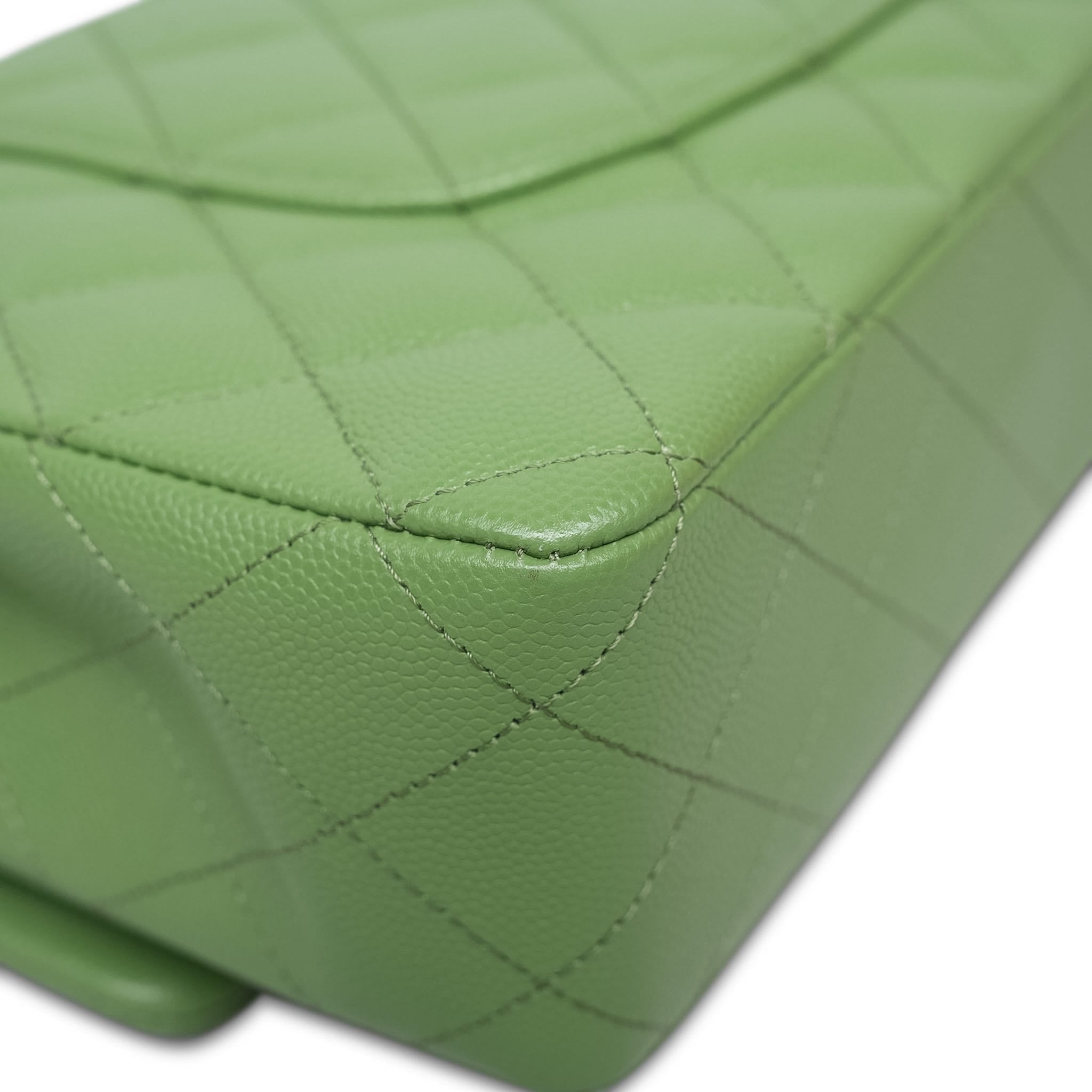 Product image 11 of 16: Pistachio Green Caviar Quilted Classic Flap Medium LGHW