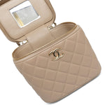 Product image 15 of 28: Beige Lambskin Quilted Top Handle Vanity Case LGHW