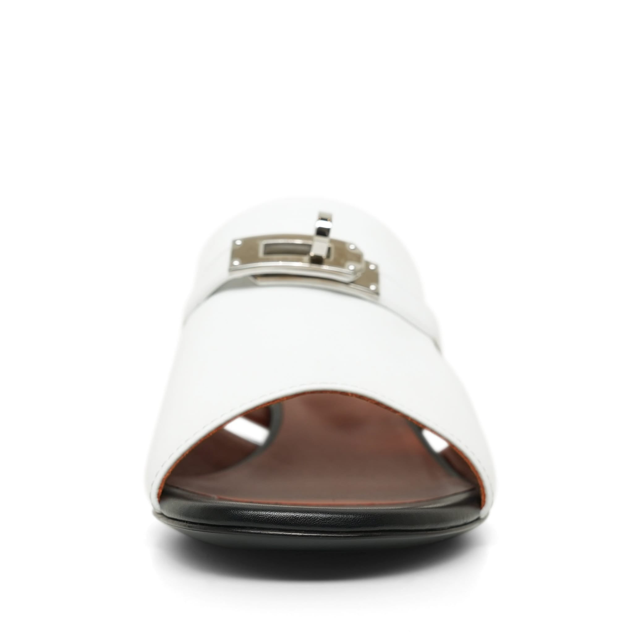 Hermès White Calfskin Candy Sandals Size 37.5 – REDELUXE