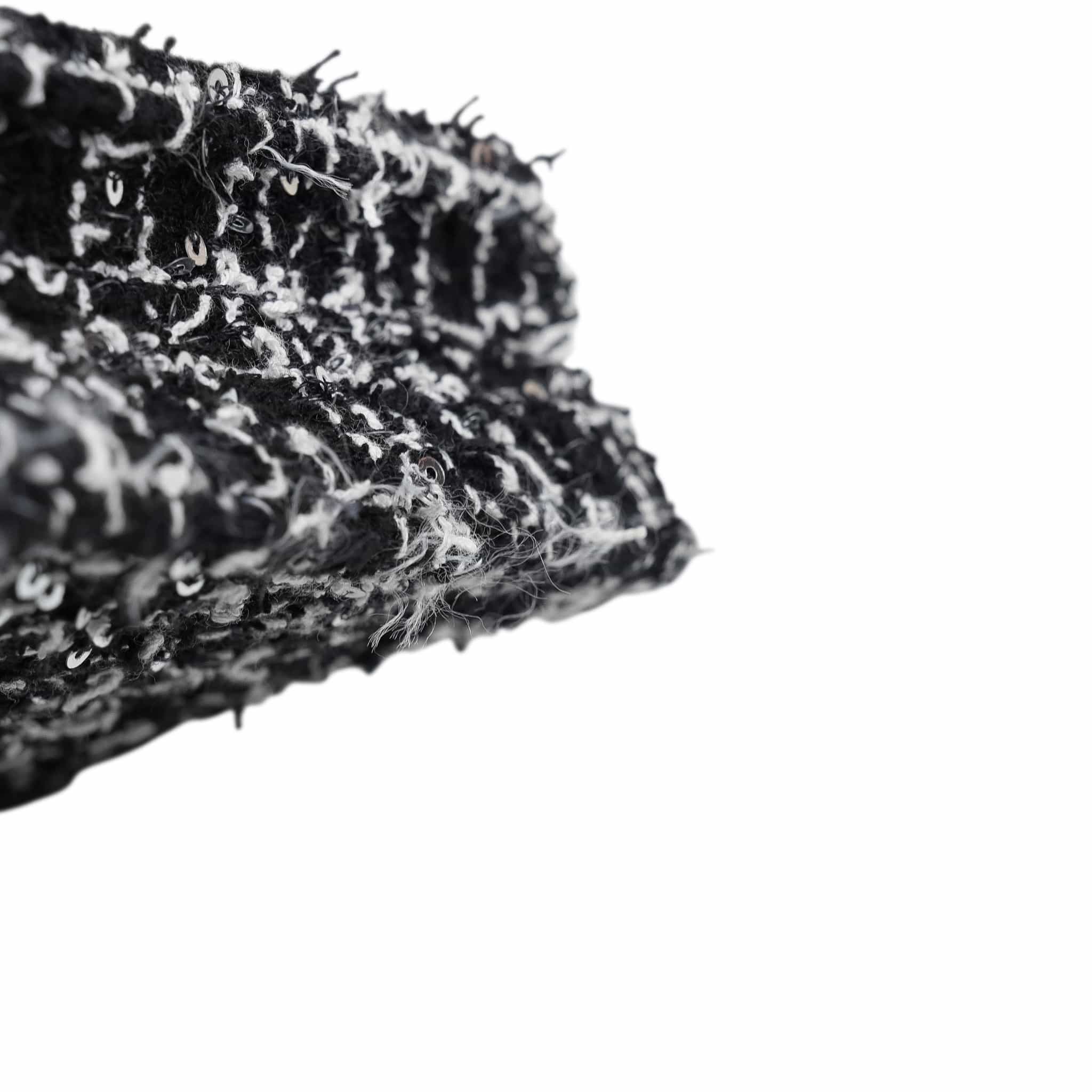 Product image 8 of 17: Black/White/Sequin Tweed Quilted Mini Top Handle Light Gold Hardware