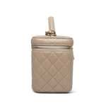 Product image 4 of 28: Beige Lambskin Quilted Top Handle Vanity Case LGHW