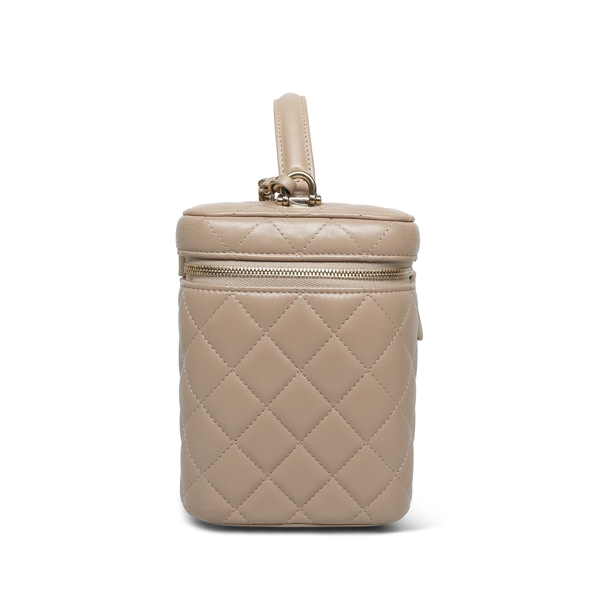 Product image 4 of 28: Beige Lambskin Quilted Top Handle Vanity Case LGHW