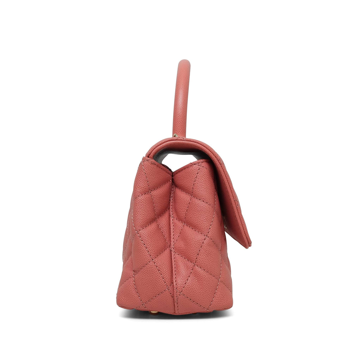 Coral Caviar Quilted Small Coco Handle Light Gold Hardware