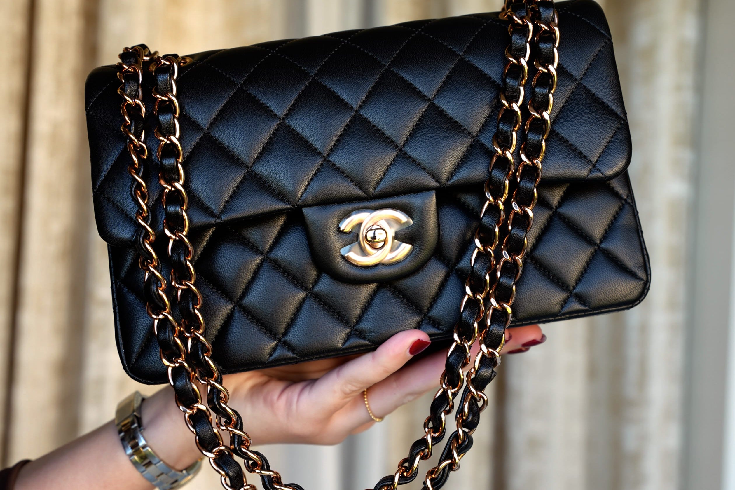 Product image 10 of 20: 21B Black Lambskin Quilted Classic Flap Small Rose Gold HW