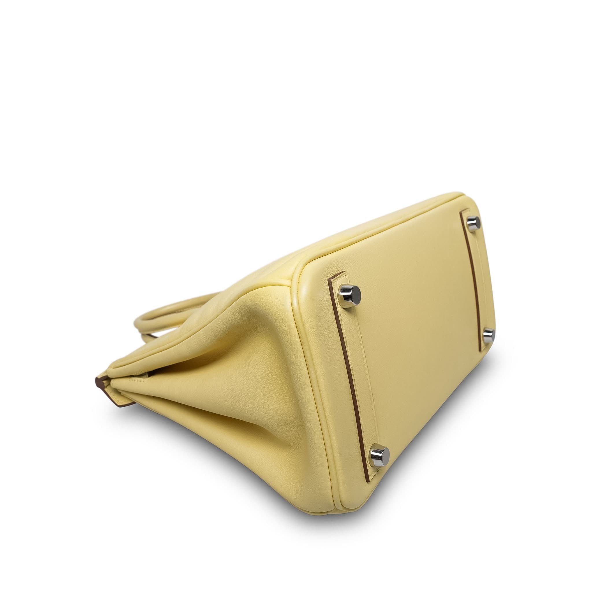 Birkin 25 Jaune Poussin Swift Palladium Plated T Stamp