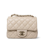 Product image 3 of 17: Light Beige Lambskin Quilted Mini Square Flap LGHW
