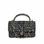 Product image 1 of 17: Black/White/Sequin Tweed Quilted Mini Top Handle Light Gold Hardware