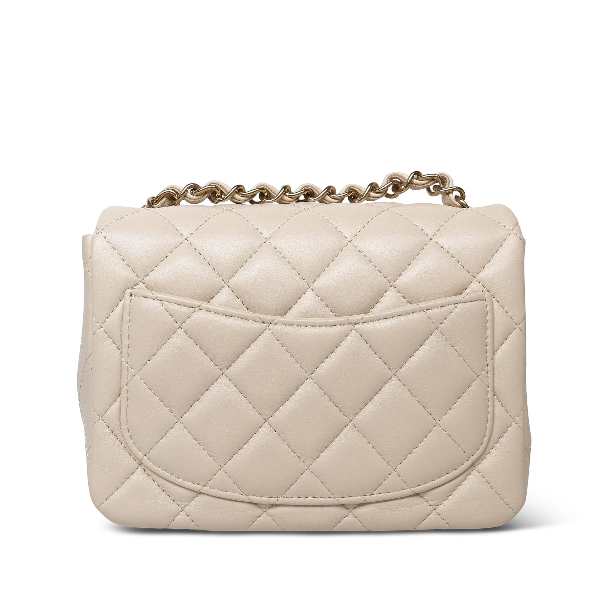 Product image 5 of 17: Light Beige Lambskin Quilted Mini Square Flap LGHW